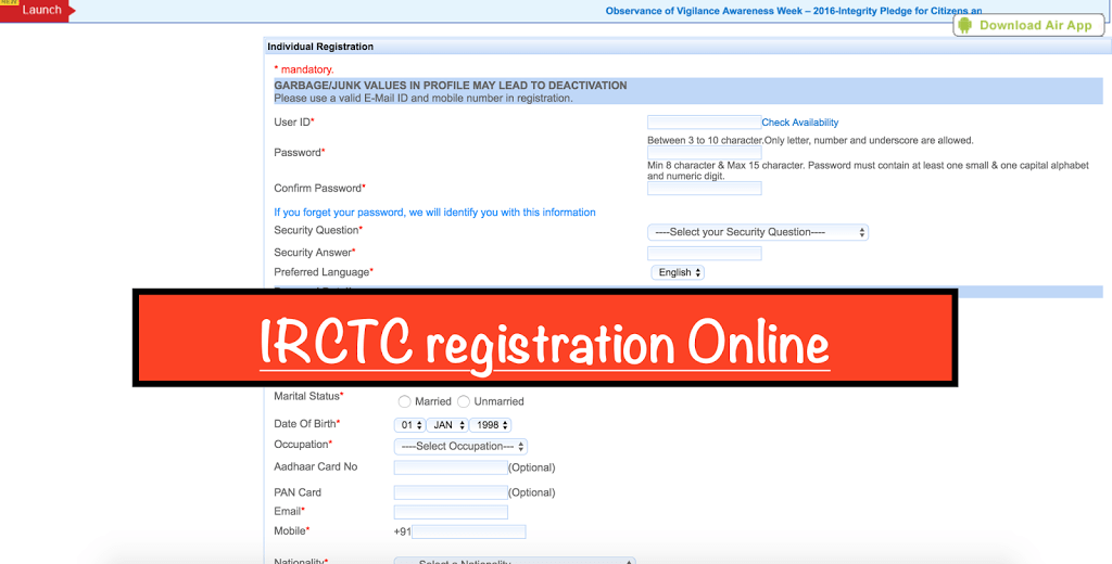 irctc online booking